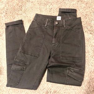 GAP Gray Cargo High Rose Skinny Jeans